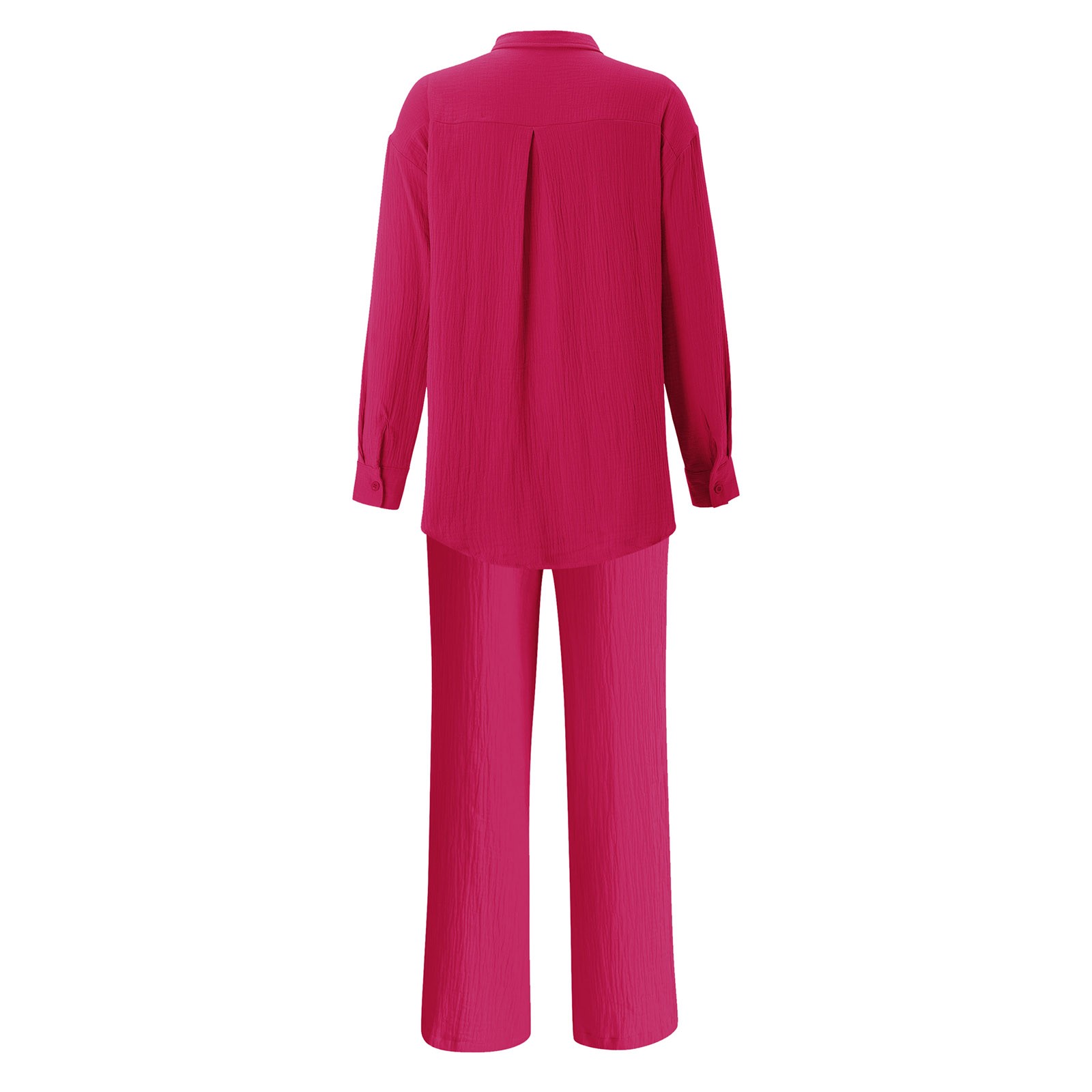 thumbnail image 5 of Conjunto de 2 piezas para mujer: pantalones anchos y blusa con cuello en V - Ropa informal con cintura elástica - Poliéster, S-XL, 5 of 5